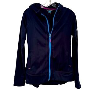 Eddie Bauer First Ascent Zip Hoodie Jacket Women's Small Navy‎ Thumbhole Pockets